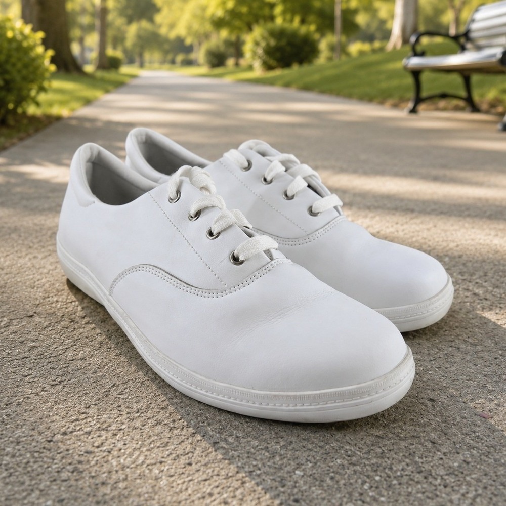 Grasshoppers Windsor White Faux Leather Ortholite Sneakers 11W White‎ EH56706